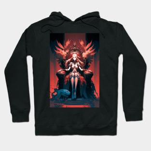 Anime Girl Queen of Hell sitting on Throne Hoodie